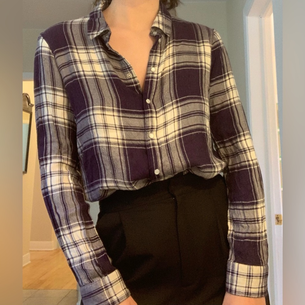 Only Purple Cream Flannel Blouse